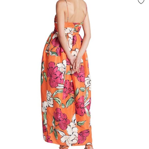 Aje Sculptura Monument Tulip Linen Blend Maxi Dress in Vivid Camel NWT - Picture 3 of 10